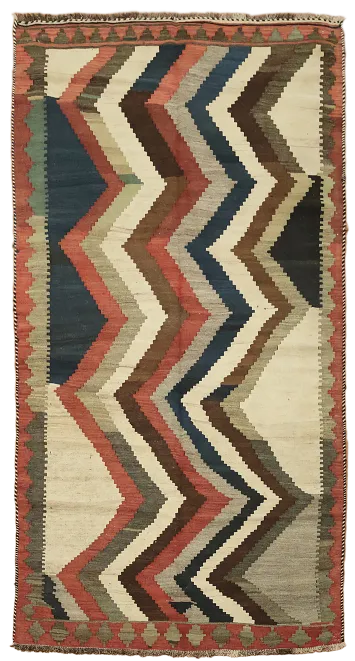 Chevron Wool Handwoven Kilim Persian Area Rug 5x9