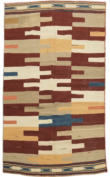 Flat Weave Kilim Qashqai Reversible Wool Persian Rug 5x7
