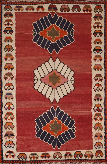 Flat Weave Vegetable Dye Kilim Qashqai Persian Rug 5x8