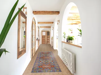 Geometric Blue Kazak Oriental Runner Rug 2x10