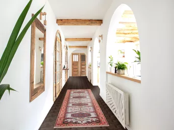 Light Blue Geometric Viss Oriental Runner Rug 3x10