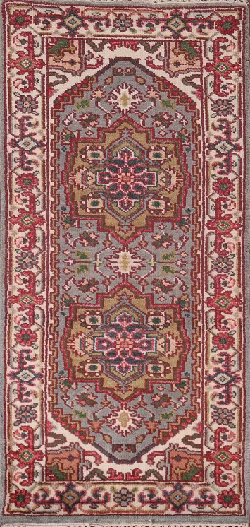Gray Geometric Heriz Serapi Oriental Rug 3x6