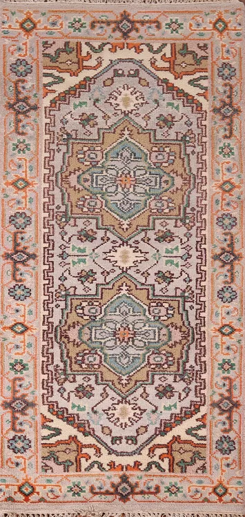 Gray Geometric Heriz Serapi Oriental Rug 3x6