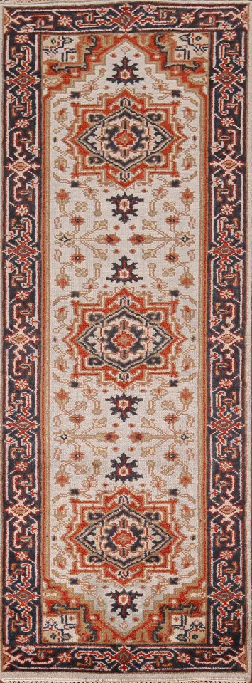 Geometric Heriz Serapi Oriental Runner Rug 3x8