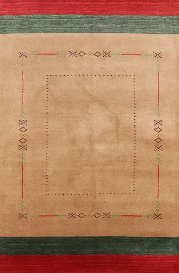 Striped Wool Gabbeh Indian Accent Rug 4x6