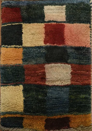 Bold Multi-Color Wool Plush Gabbeh Rug 1x2
