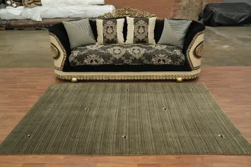 Striped Wool Brown Gabbeh Oriental Area Rug 5x8