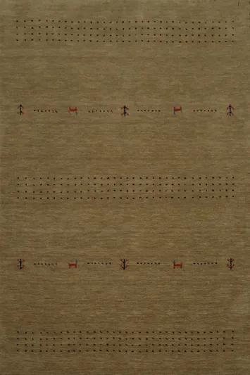 Camel Gabbeh Oriental Rug 5x6 with Striking Tribal Influences