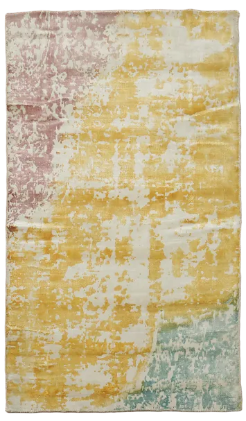 Colorful Handmade Abstract Indian Rug 3x4
