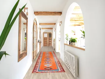 Handmade Silk Orange Anatolian Turkish Runner Rug 3x13