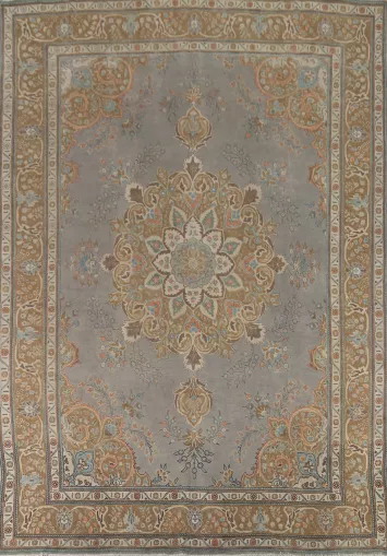Vintage Gray Wool Tabriz Persian Area Rug 9x12