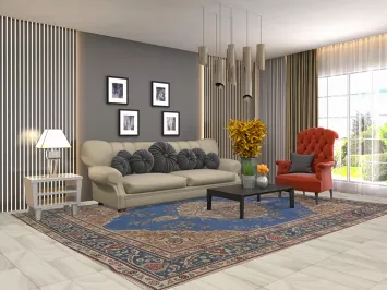 Handmade Blue Tabriz Persian Area Rug 8x11