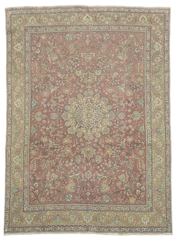 Vintage Traditional Pink Tabriz Persian Area Rug 8'x11'