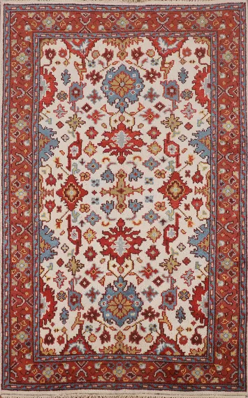 All-Over Ivory Oushak Indian Accent Rug 4x6