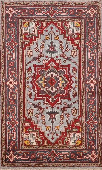 Geometric Wool Heriz Serapi Indian Accent Rug 3x5