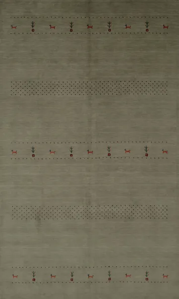 Versatile  Pale Green Rug with Unique Mid-Century Vibe 7x10