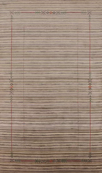 Striped Wool Handmade Gabbeh Indian Area Rug 5x8