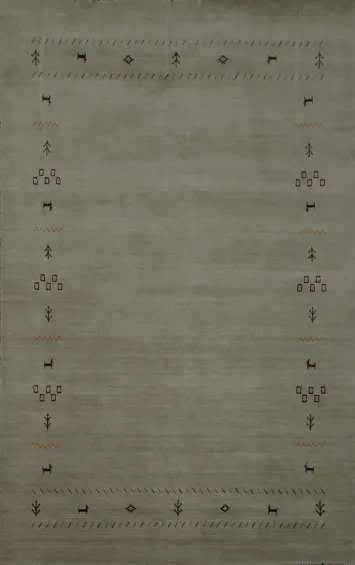 Minimalist Gabbeh Area Rug 7x10 with Subtle Tribal Accents