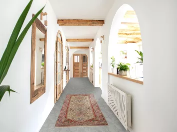 Geometric Gray Kazak Indian Runner Rug 3x8