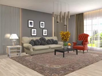 Geometric Wool Tabriz Persian Area Rug 8x11