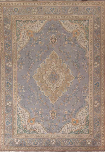 Vintage Blue Tabriz Persian Area Rug 10x13