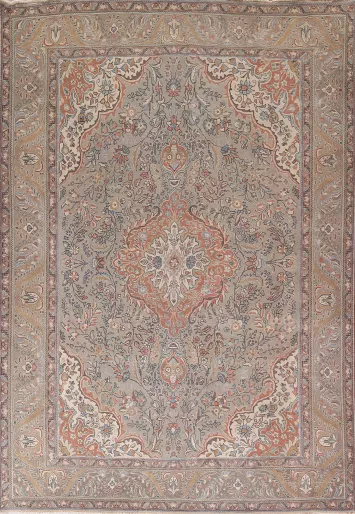 Vintage Wool Floral Tabriz Persian Area Rug 10x13