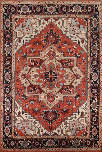 Geometric Wool Heriz Serapi Oriental Area Rug 9x12