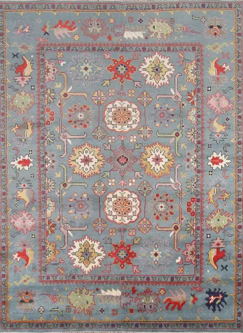 Handmade Wool Blue Oushak Area Rug 8x10