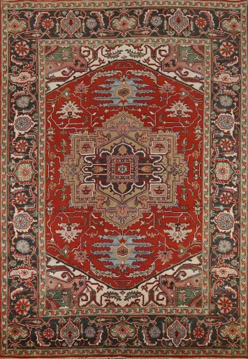 Geometric Heriz Serapi Indian Area Rug 9x12
