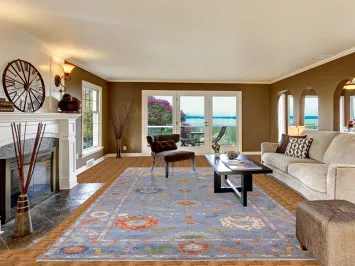 All-Over Blue Floral Oushak Oriental Rug 8x16