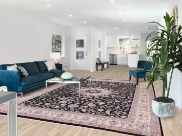 Black Floral Kashan Indian Area Rug 9x12