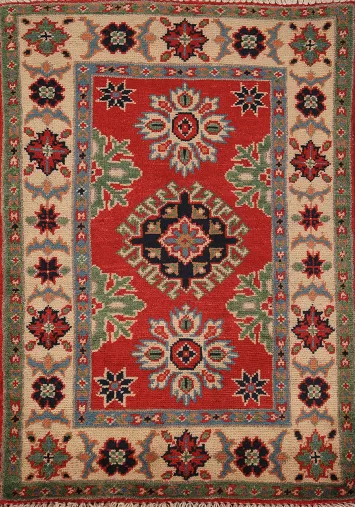 Handmade Red Kazak Oriental Accent Rug 2x3