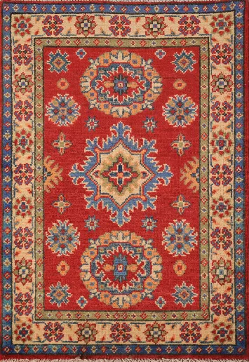 Red Handmade Kazak Oriental Foyer Rug 2x3