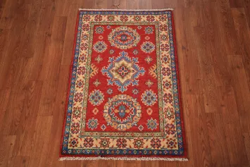 Red Handmade Kazak Oriental Foyer Rug 2x3
