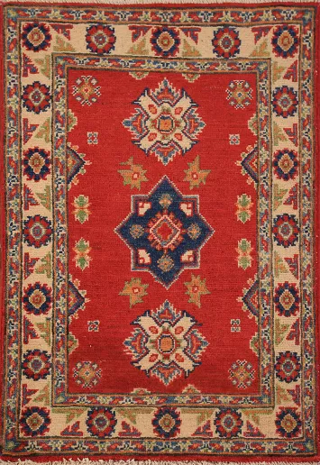 Geometric Wool Kazak Oriental Accent Rug 2x3