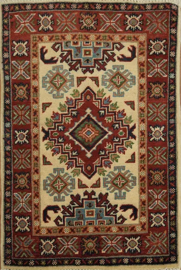 Geometric Wool Kazak Oriental Foyer Rug 2x3