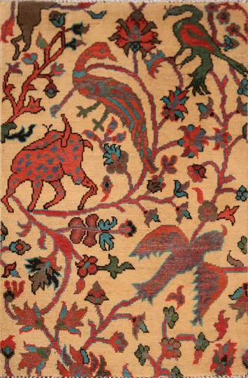 All-Over Animals Design Kazak Oriental Accent Rug 2x3