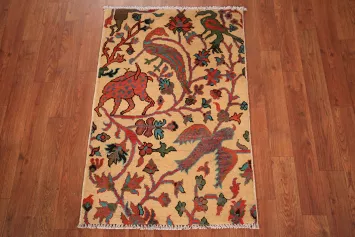 All-Over Animals Design Kazak Oriental Accent Rug 2x3