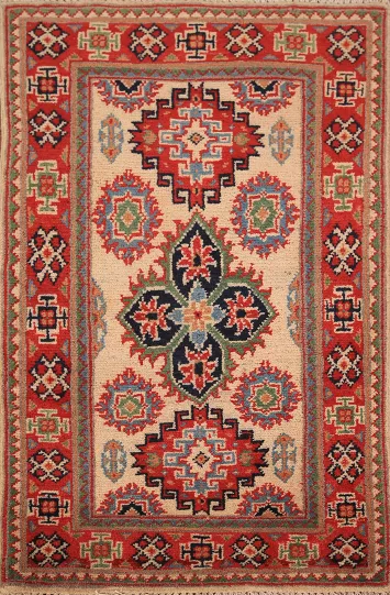 Geometric Kazak Oriental Foyer Rug 2x3