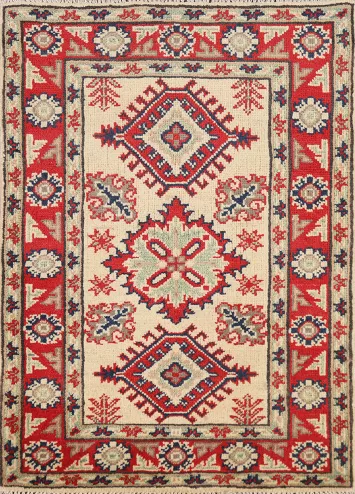 Geometric Kazak Oriental Accent Rug 2x3