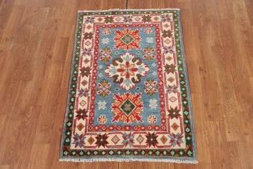 Light Blue Wool Kazak Oriental Accent Rug 2x3