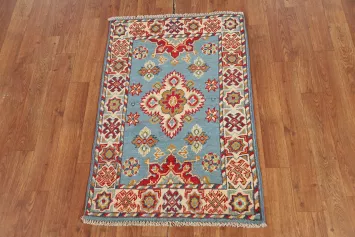 Light Blue Kazak Oriental Foyer Rug 2x3