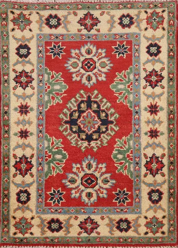 Red Handmade Kazak Oriental Foyer Rug 2x3