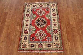 Red Handmade Kazak Oriental Foyer Rug 2x3