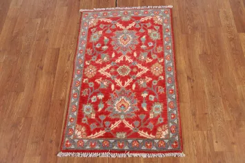 Handmade Red Floral Kazak Oriental Accent Rug 2x3