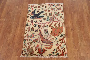 Animals Design Wool Kazak Oriental Accent Rug 2x3