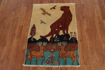 Animals Pictorial Kazak Oriental Accent Rug 2x3