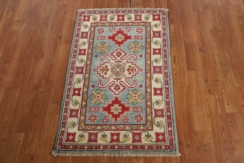 Geometric Blue Kazak Oriental Foyer Rug 2x3
