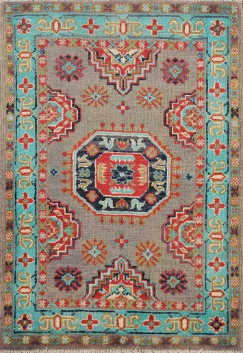 Geometric Wool Kazak Oriental Foyer Rug 2x3