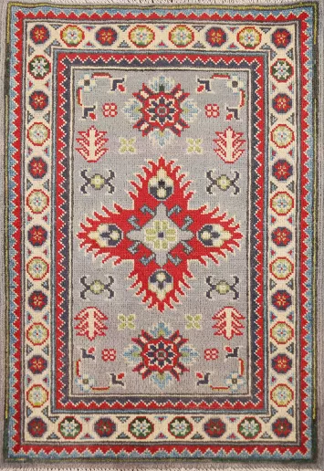Geometric Wool Kazak Oriental Accent Rug 2x3